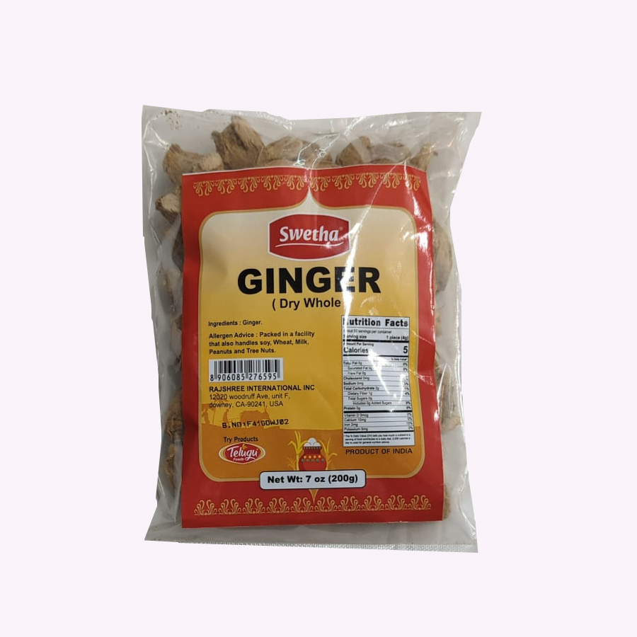 Swetha Ginger Dry Whole 200 Gms Shresta Indian Grocery